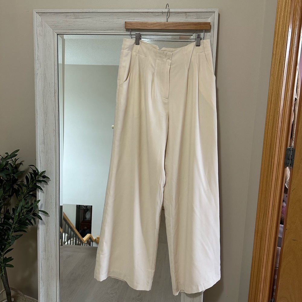 Skies Are Blue Cream Wide-Leg Trousers